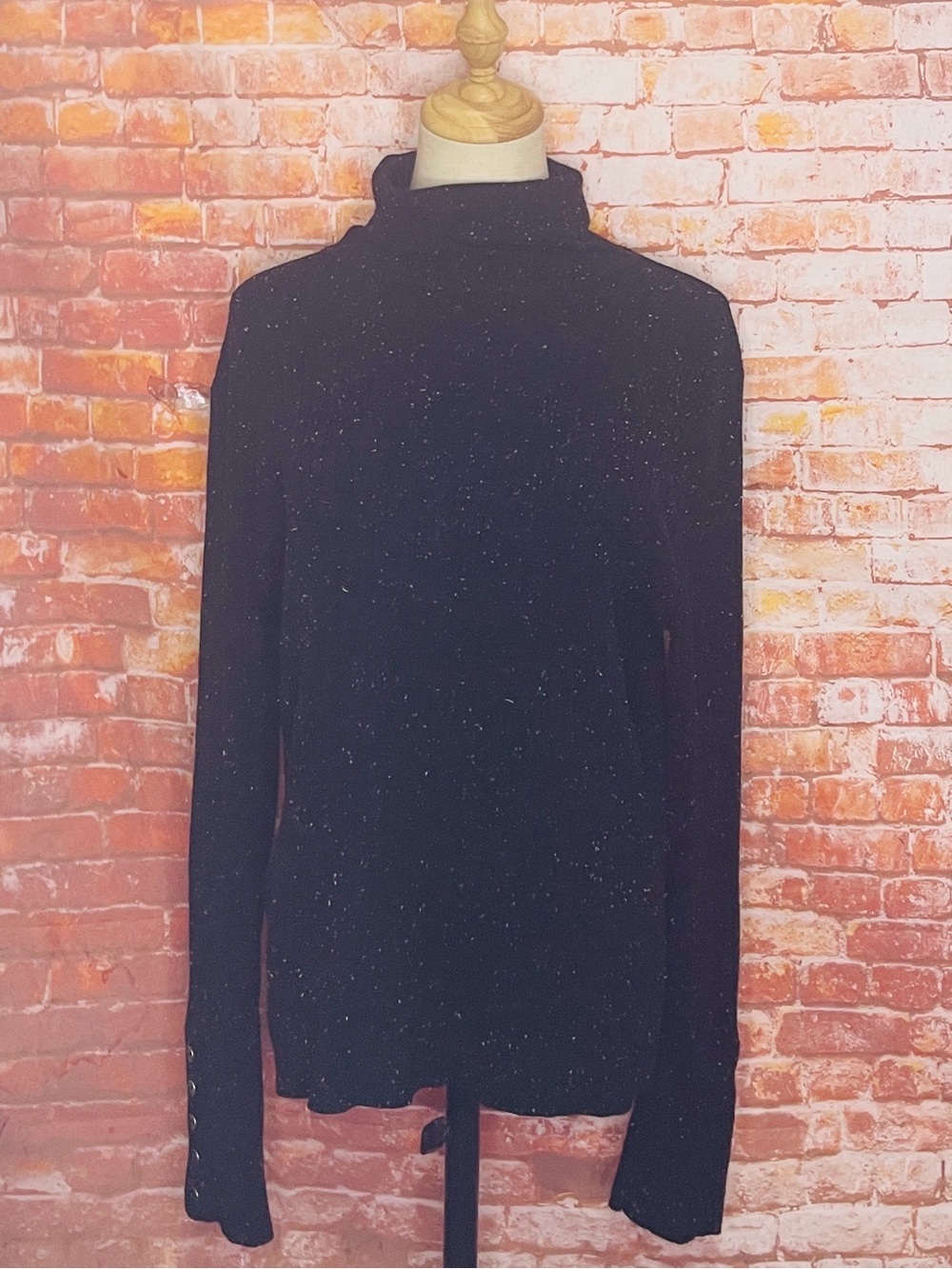 Talbots Black Sparkly Speckled Tutleneck Sweater